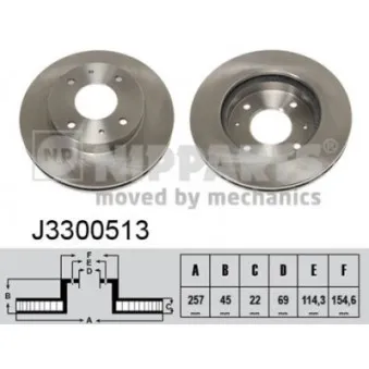 NIPPARTS J3300513 - Jeu de 2 disques de frein avant