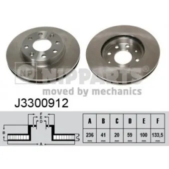 Jeu de 2 disques de frein avant NIPPARTS OEM 96471274