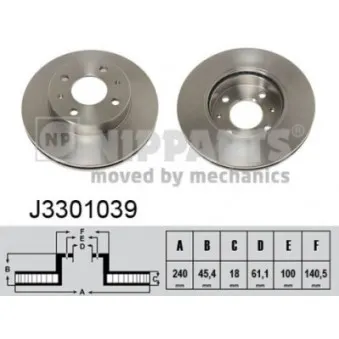 NIPPARTS J3301039 - Jeu de 2 disques de frein avant