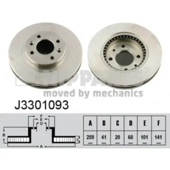 Jeu de 2 disques de frein avant NIPPARTS J3301093 pour RENAULT MEGANE 1.9 - 64cv