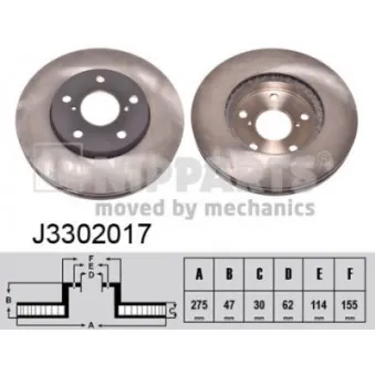 NIPPARTS J3302017 - Jeu de 2 disques de frein avant