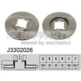 NIPPARTS J3302026 - Jeu de 2 disques de frein avant