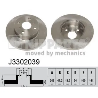 NIPPARTS J3302039 - Jeu de 2 disques de frein avant