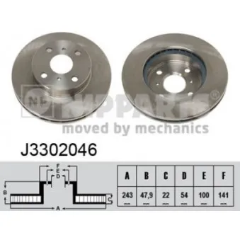 NIPPARTS J3302046 - Jeu de 2 disques de frein avant