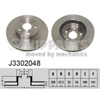 NIPPARTS J3302048 - Jeu de 2 disques de frein avant