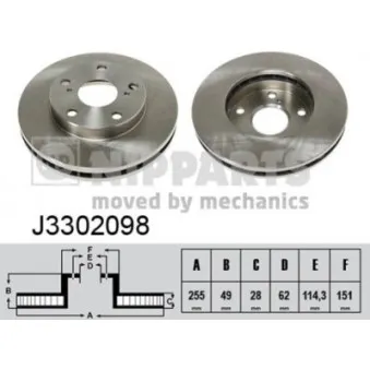 NIPPARTS J3302098 - Jeu de 2 disques de frein avant