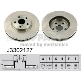 NIPPARTS J3302127 - Jeu de 2 disques de frein avant