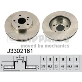 NIPPARTS J3302161 - Jeu de 2 disques de frein avant
