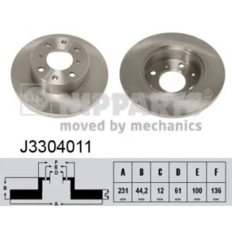 NIPPARTS J3304011 - Jeu de 2 disques de frein avant