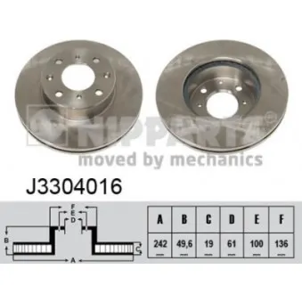 Jeu de 2 disques de frein avant NIPPARTS J3304016