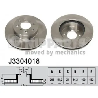 NIPPARTS J3304018 - Jeu de 2 disques de frein avant