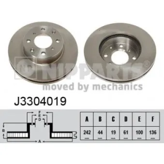 NIPPARTS J3304019 - Jeu de 2 disques de frein avant