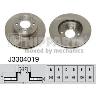 Jeu de 2 disques de frein avant NIPPARTS J3304019