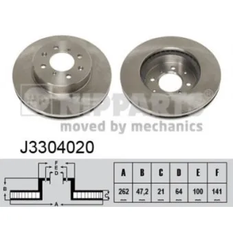 NIPPARTS J3304020 - Jeu de 2 disques de frein avant