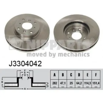 Jeu de 2 disques de frein avant NIPPARTS OEM 45251S1AG00
