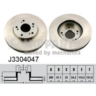 NIPPARTS J3304047 - Jeu de 2 disques de frein avant