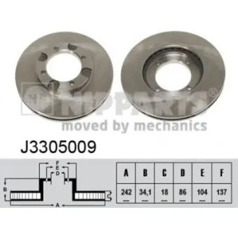 NIPPARTS J3305009 - Jeu de 2 disques de frein avant