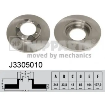 NIPPARTS J3305010 - Jeu de 2 disques de frein avant
