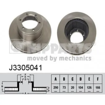Jeu de 2 disques de frein avant NIPPARTS J3305041 pour MITSUBISHI Canter (FE5, FE6) Canter 35 - 125cv