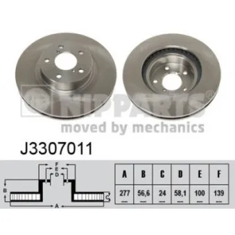 NIPPARTS J3307011 - Jeu de 2 disques de frein avant