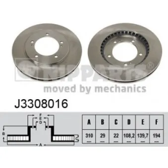 NIPPARTS J3308016 - Jeu de 2 disques de frein avant