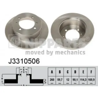 Jeu de 2 disques de frein arrière NIPPARTS OEM 5841134110