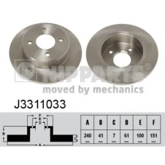 NIPPARTS J3311033 - Jeu de 2 disques de frein arrière