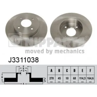 Jeu de 2 disques de frein arrière NIPPARTS OEM 4320699J04