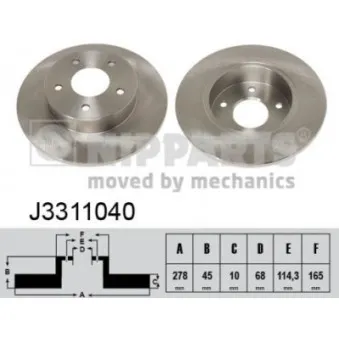 NIPPARTS J3311040 - Jeu de 2 disques de frein arrière