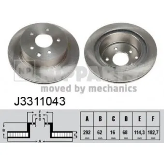 Jeu de 2 disques de frein arrière NIPPARTS OEM 432068H305