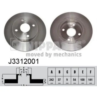 NIPPARTS J3312001 - Jeu de 2 disques de frein arrière