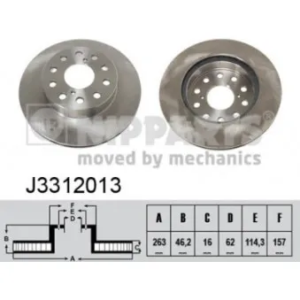 NIPPARTS J3312013 - Jeu de 2 disques de frein arrière