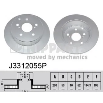 NIPPARTS J3312055P - Jeu de 2 disques de frein arrière