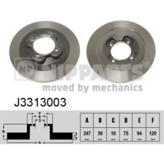 NIPPARTS J3313003 - Jeu de 2 disques de frein arrière