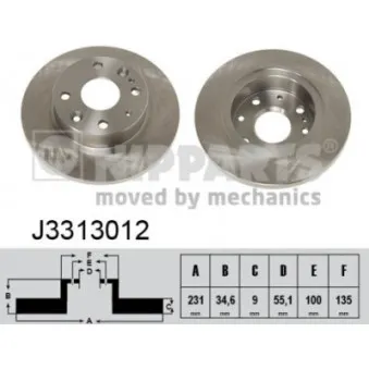 Jeu de 2 disques de frein arrière NIPPARTS J3313012