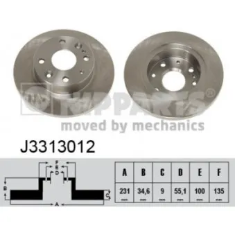 Jeu de 2 disques de frein arrière NIPPARTS OEM B46126251D