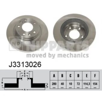 NIPPARTS J3313026 - Jeu de 2 disques de frein arrière