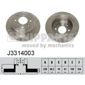 NIPPARTS J3314003 - Jeu de 2 disques de frein arrière