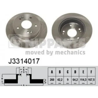 NIPPARTS J3314017 - Jeu de 2 disques de frein arrière