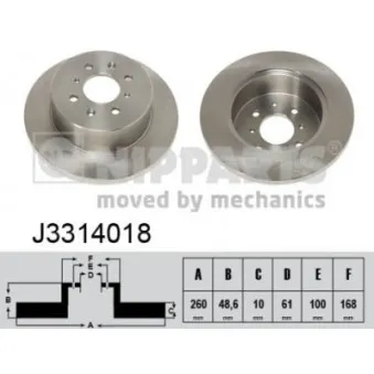 NIPPARTS J3314018 - Jeu de 2 disques de frein arrière