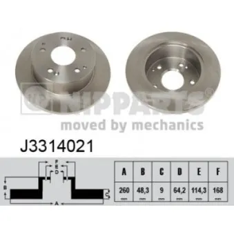 Jeu de 2 disques de frein arrière NIPPARTS OEM 42510S87A00