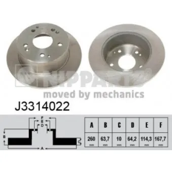 NIPPARTS J3314022 - Jeu de 2 disques de frein arrière