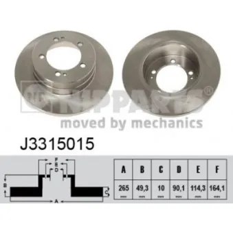 Jeu de 2 disques de frein arrière NIPPARTS J3315015