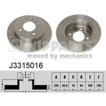 NIPPARTS J3315016 - Jeu de 2 disques de frein arrière