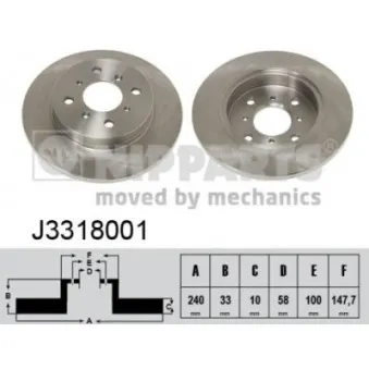 NIPPARTS J3318001 - Jeu de 2 disques de frein arrière