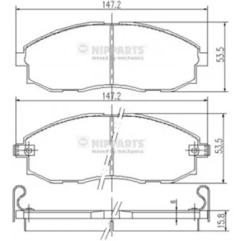 Jeu de 4 plaquettes de frein avant NIPPARTS OEM 581014aa61