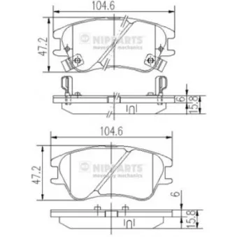 Jeu de 4 plaquettes de frein avant NIPPARTS OEM 5810102A10