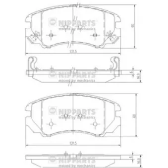 Jeu de 4 plaquettes de frein avant NIPPARTS OEM 581012CA20