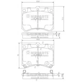 Jeu de 4 plaquettes de frein avant NIPPARTS OEM B0YW3323ZB