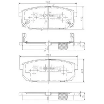 Jeu de 4 plaquettes de frein arrière NIPPARTS OEM 583023ED01